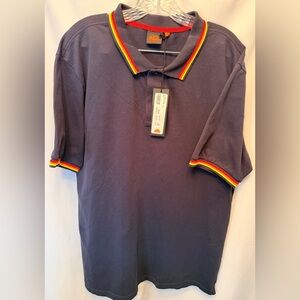 NWT Sundek Men’s 3XL Short Sleeve Brice Polo Shirt Navy Blue Yellow Orange Trim